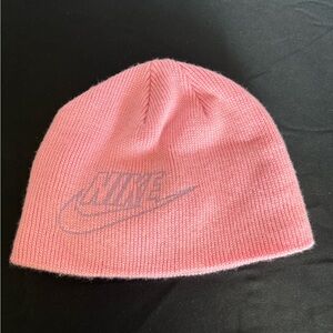 Nike Kids Pink Knit Beanie with Logo